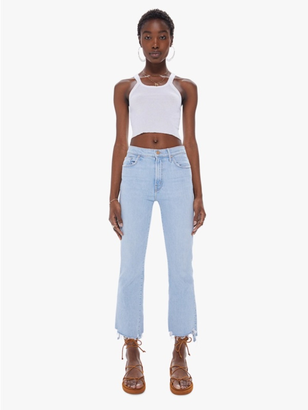 Mother The Insider Crop Step Chew Jeans in Mentally Elsewhere Light Wash NEW